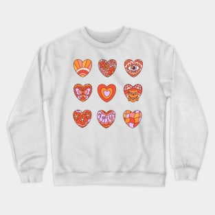 Retro hearts 70s 60s style Crewneck Sweatshirt